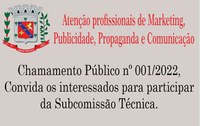 Chamamento Público nº 001/2022 - Para Profissionais de Marketing, Publicidade, Propaganda e Comunicação